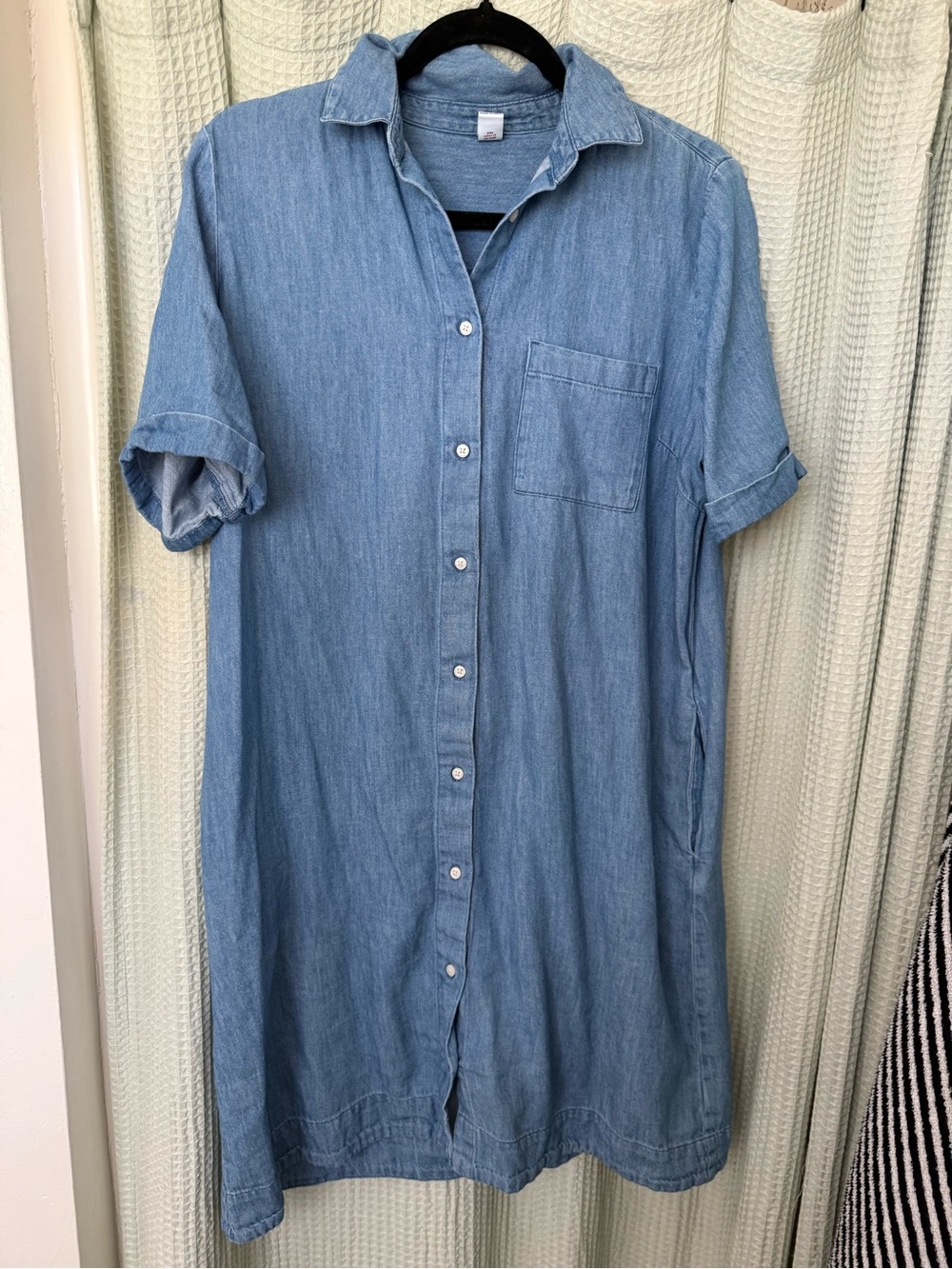 Old Navy Light Blue Denim Button-Down Shirt Dress